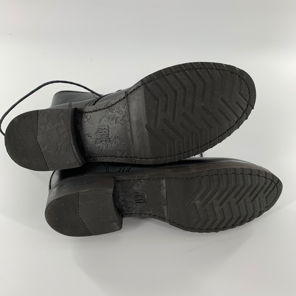 Frye Black Veronica Leather Combat Boots, Biker size 8.5 B - Picture 3 of 16